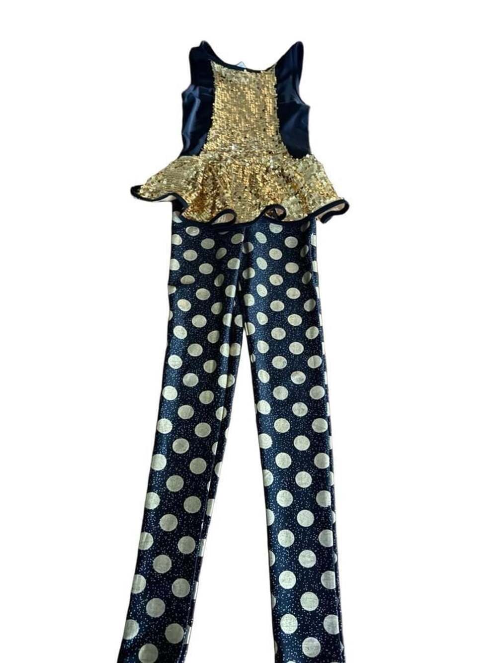 Weissman Gold Digger Dance Costume Size MC Sequin Polka Dot